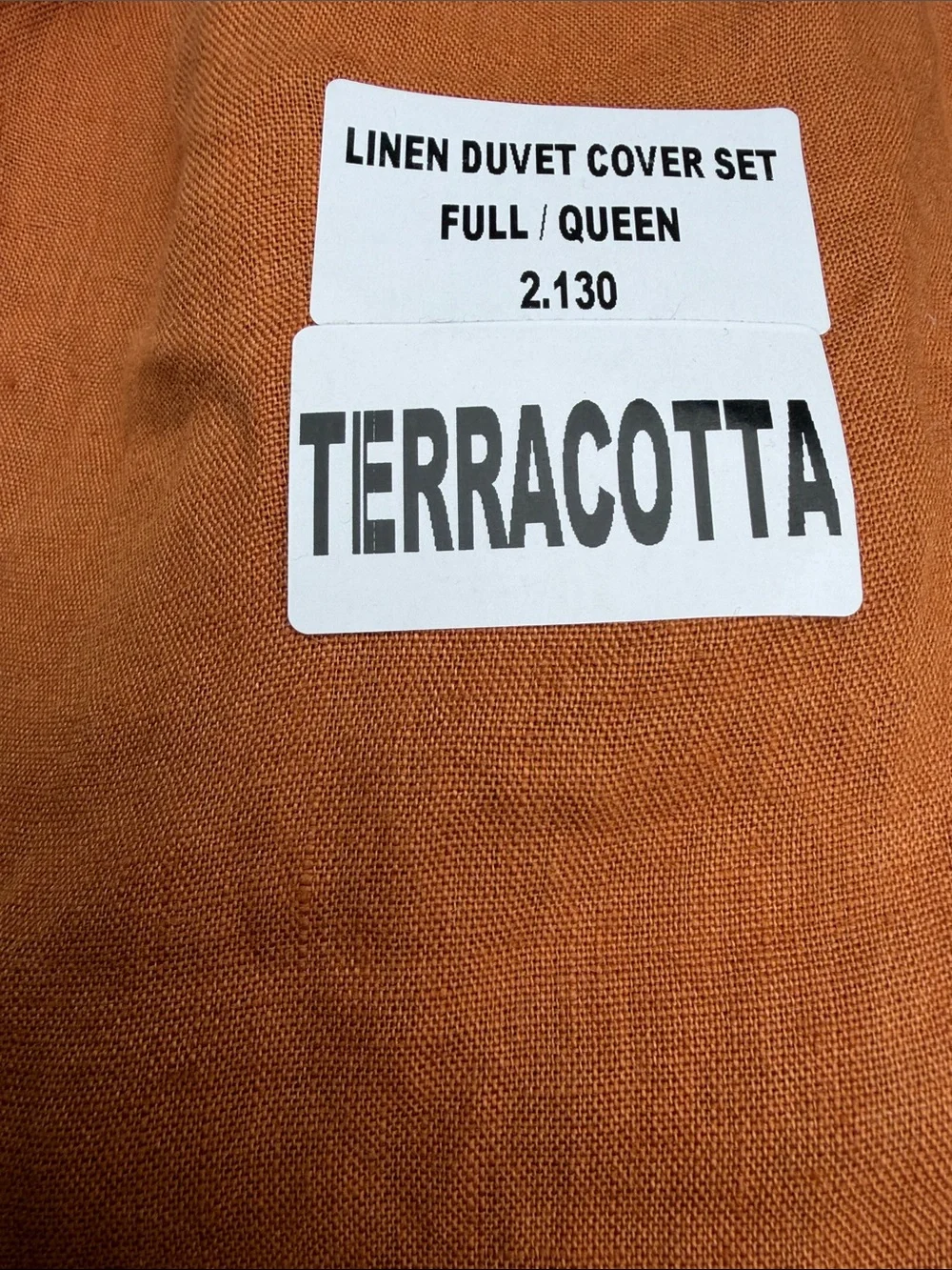 Quince European Linen Terracotta Duvet Cover Set in Queen 1218